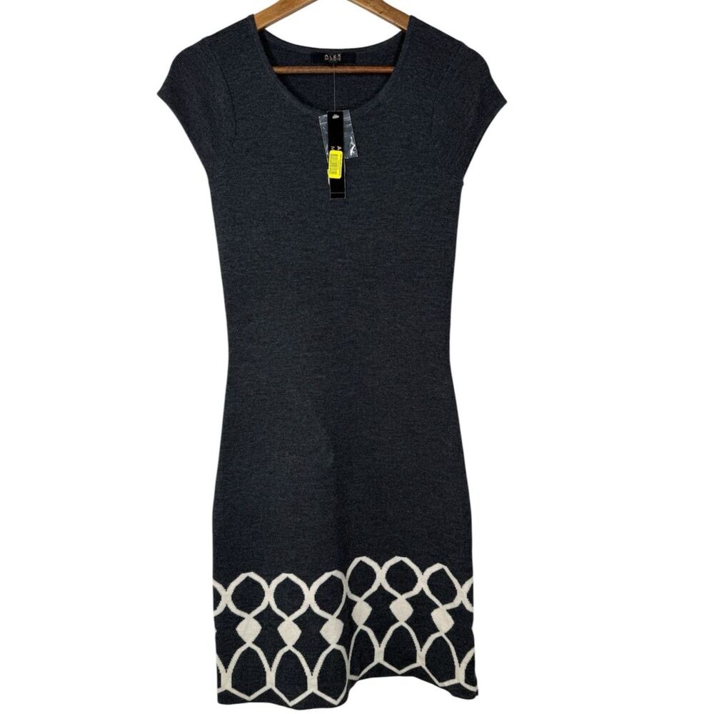 NWT Alex Marie 100% Wool Midi Dress Sz S Bodycon Fitted Soft Short Sleeve